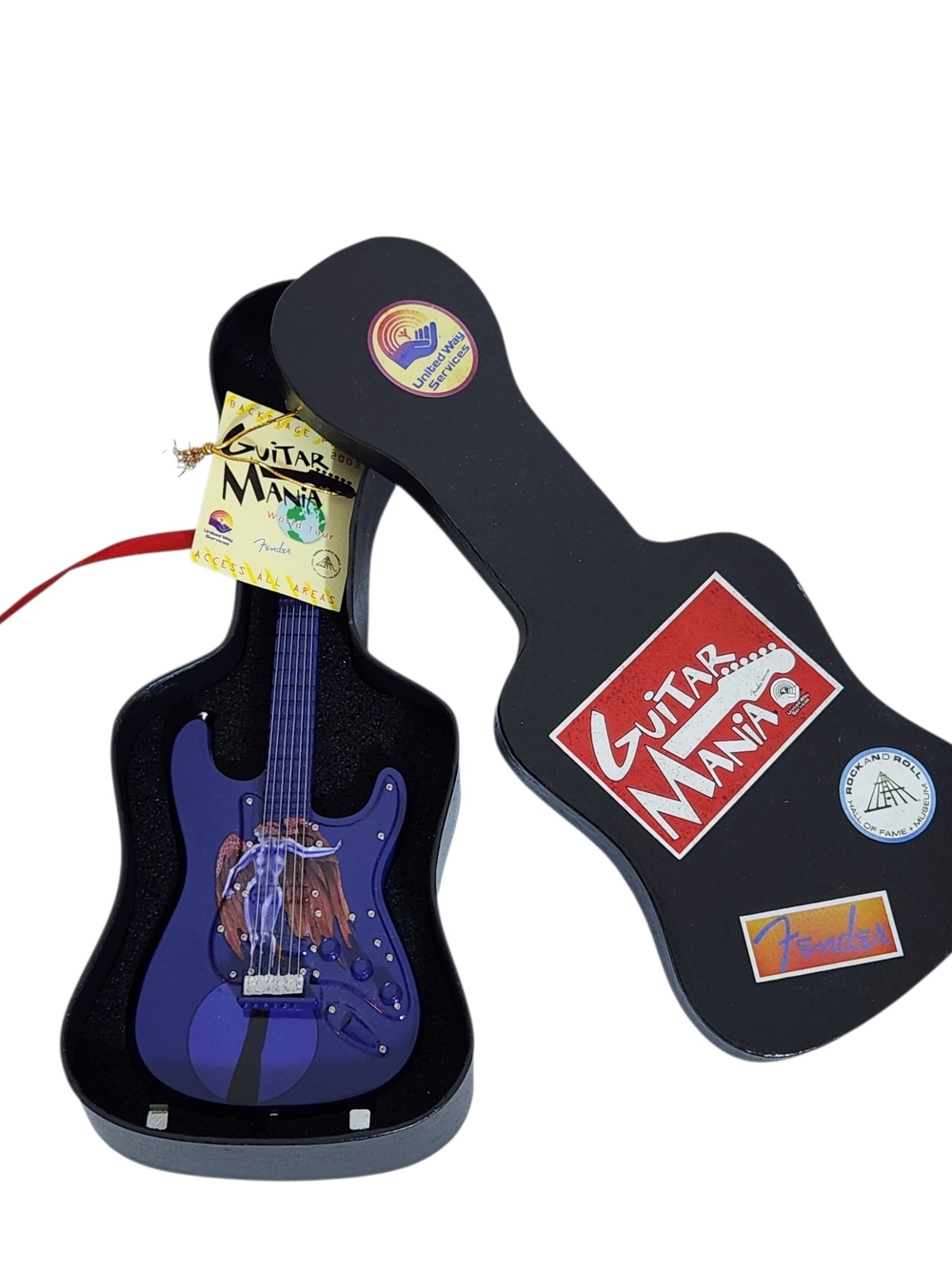 Guitar Mania Collectible Miniature Guitar w/ Stand Led Zeppelin Blue Angel 1977